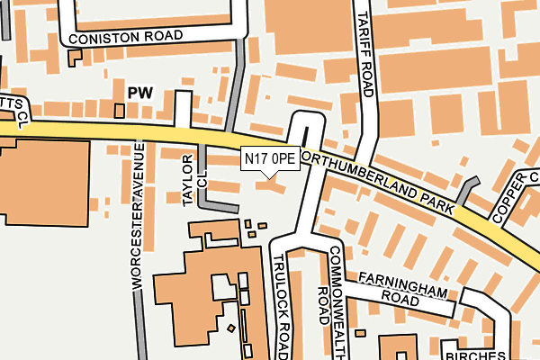 N17 0PE map - OS OpenMap – Local (Ordnance Survey)