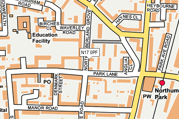 N17 0PF map - OS OpenMap – Local (Ordnance Survey)