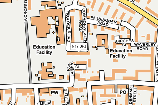 N17 0PJ map - OS OpenMap – Local (Ordnance Survey)