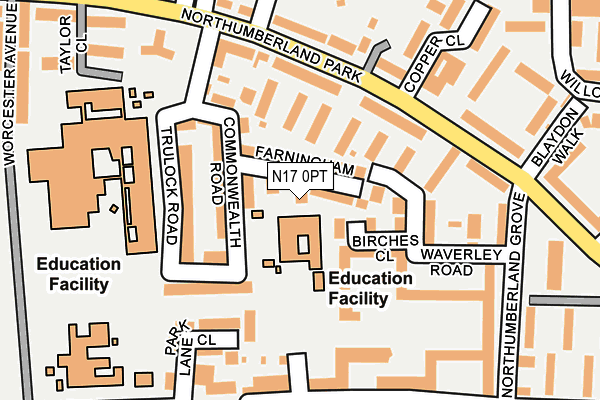 N17 0PT map - OS OpenMap – Local (Ordnance Survey)