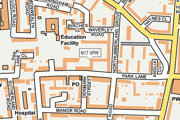 N17 0PW map - OS OpenMap – Local (Ordnance Survey)