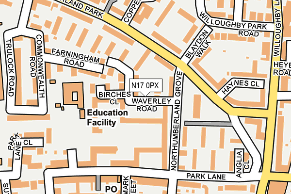 N17 0PX map - OS OpenMap – Local (Ordnance Survey)