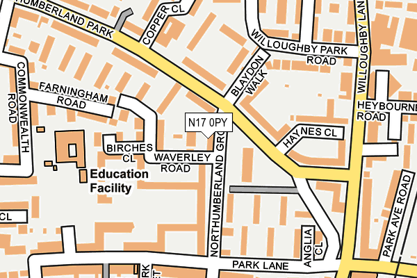 N17 0PY map - OS OpenMap – Local (Ordnance Survey)