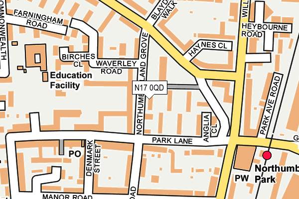 N17 0QD map - OS OpenMap – Local (Ordnance Survey)