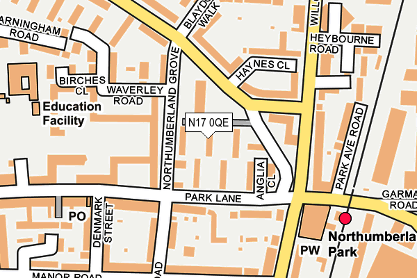 N17 0QE map - OS OpenMap – Local (Ordnance Survey)