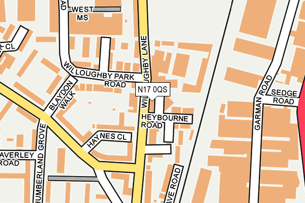 N17 0QS map - OS OpenMap – Local (Ordnance Survey)
