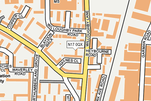 N17 0QX map - OS OpenMap – Local (Ordnance Survey)