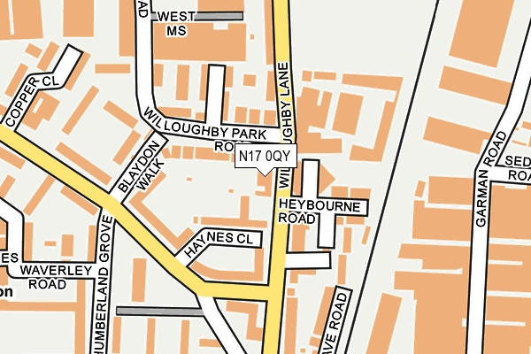 N17 0QY map - OS OpenMap – Local (Ordnance Survey)