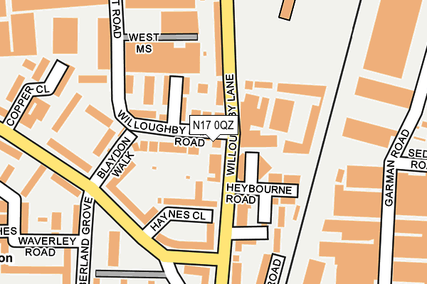 N17 0QZ map - OS OpenMap – Local (Ordnance Survey)