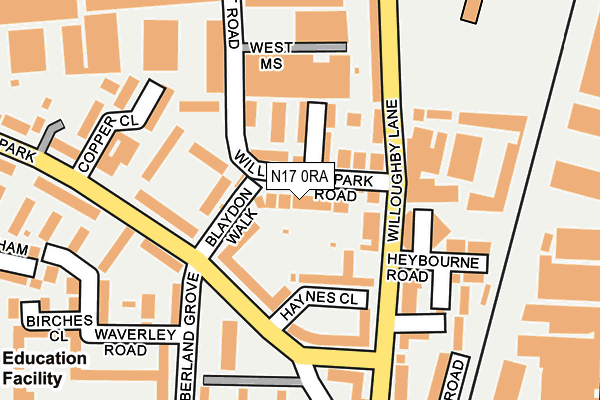 N17 0RA map - OS OpenMap – Local (Ordnance Survey)