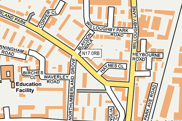 N17 0RB map - OS OpenMap – Local (Ordnance Survey)