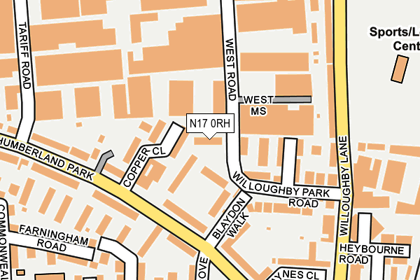 N17 0RH map - OS OpenMap – Local (Ordnance Survey)