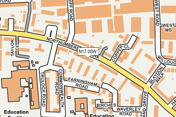 N17 0SW map - OS OpenMap – Local (Ordnance Survey)