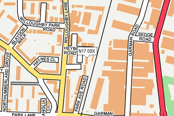 N17 0SX map - OS OpenMap – Local (Ordnance Survey)