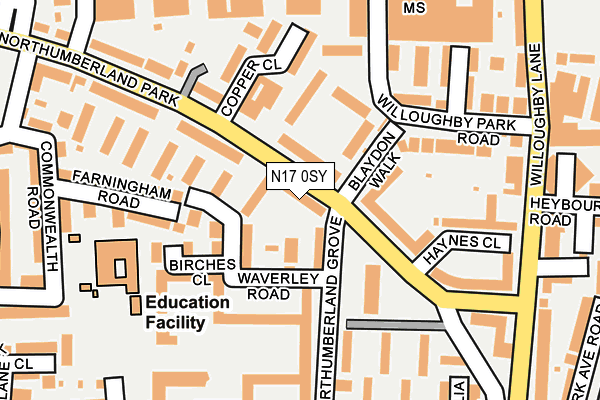 N17 0SY map - OS OpenMap – Local (Ordnance Survey)