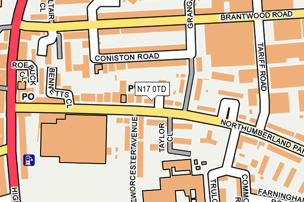 N17 0TD map - OS OpenMap – Local (Ordnance Survey)