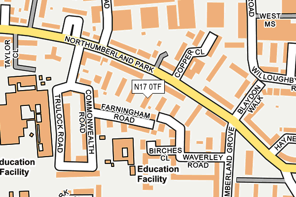 N17 0TF map - OS OpenMap – Local (Ordnance Survey)