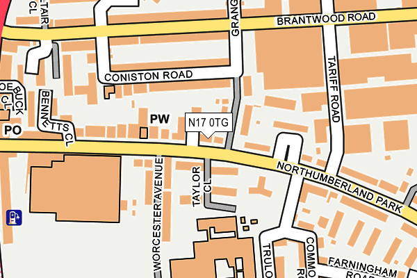 N17 0TG map - OS OpenMap – Local (Ordnance Survey)