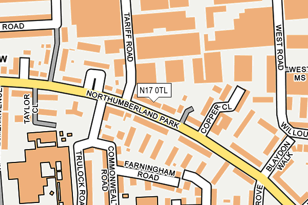 N17 0TL map - OS OpenMap – Local (Ordnance Survey)