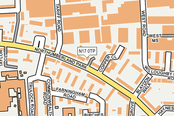 N17 0TP map - OS OpenMap – Local (Ordnance Survey)