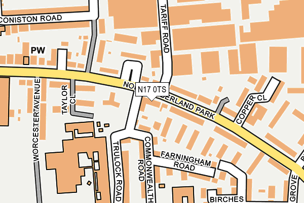N17 0TS map - OS OpenMap – Local (Ordnance Survey)