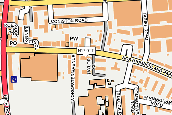 N17 0TT map - OS OpenMap – Local (Ordnance Survey)