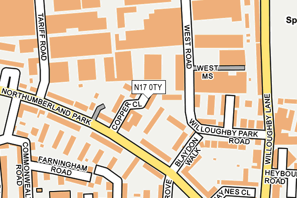 N17 0TY map - OS OpenMap – Local (Ordnance Survey)