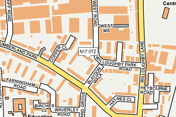N17 0TZ map - OS OpenMap – Local (Ordnance Survey)