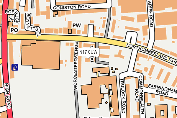 N17 0UW map - OS OpenMap – Local (Ordnance Survey)