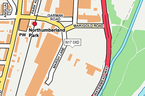 N17 0XD map - OS OpenMap – Local (Ordnance Survey)