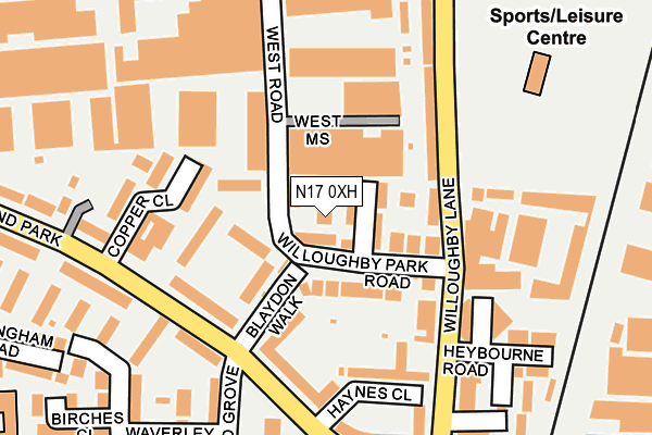 N17 0XH map - OS OpenMap – Local (Ordnance Survey)