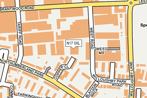 N17 0XL map - OS OpenMap – Local (Ordnance Survey)