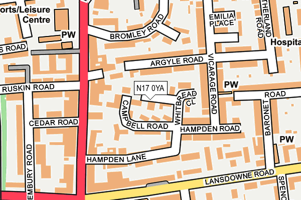 N17 0YA map - OS OpenMap – Local (Ordnance Survey)