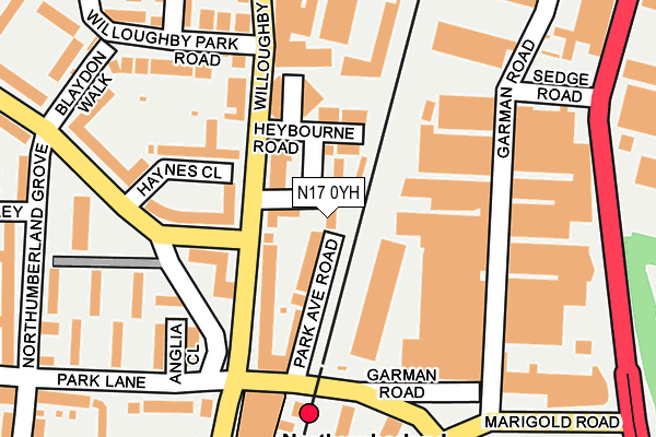 N17 0YH map - OS OpenMap – Local (Ordnance Survey)