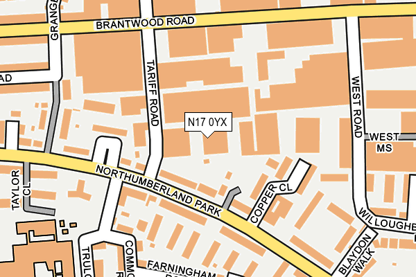 N17 0YX map - OS OpenMap – Local (Ordnance Survey)