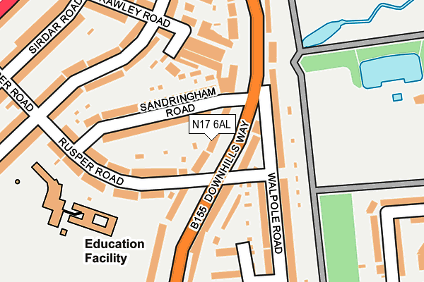 N17 6AL map - OS OpenMap – Local (Ordnance Survey)