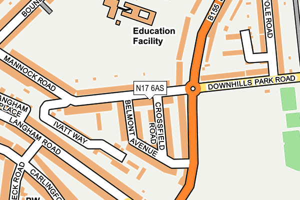 N17 6AS map - OS OpenMap – Local (Ordnance Survey)