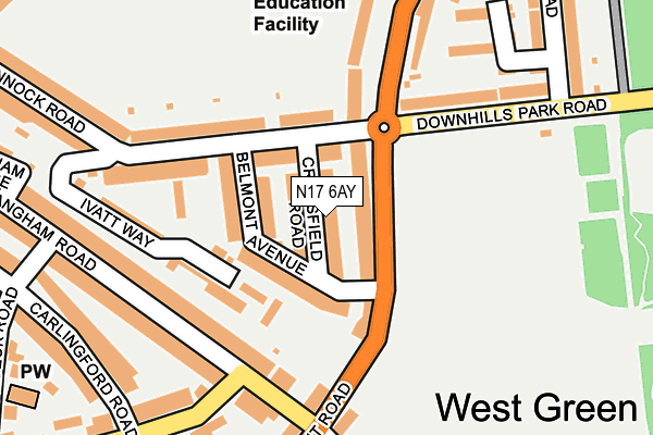 N17 6AY map - OS OpenMap – Local (Ordnance Survey)