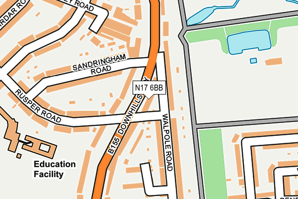N17 6BB map - OS OpenMap – Local (Ordnance Survey)