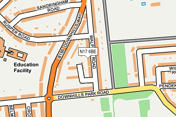 N17 6BE map - OS OpenMap – Local (Ordnance Survey)