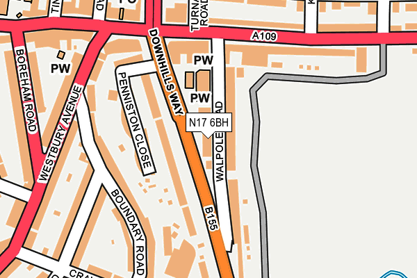 N17 6BH map - OS OpenMap – Local (Ordnance Survey)