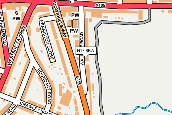 N17 6BW map - OS OpenMap – Local (Ordnance Survey)