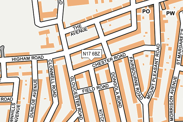 N17 6BZ map - OS OpenMap – Local (Ordnance Survey)