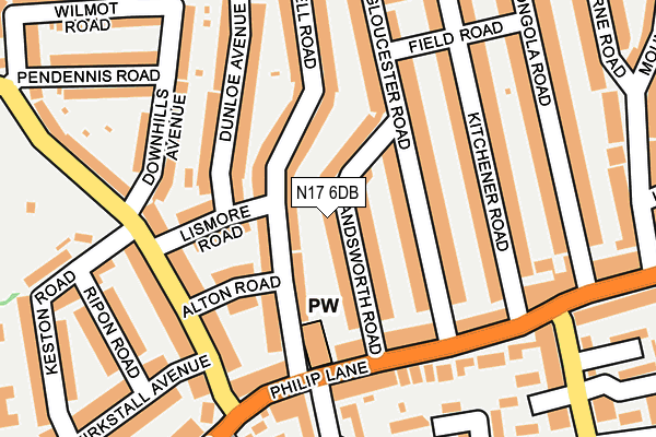 N17 6DB map - OS OpenMap – Local (Ordnance Survey)