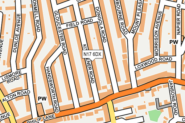 N17 6DX map - OS OpenMap – Local (Ordnance Survey)