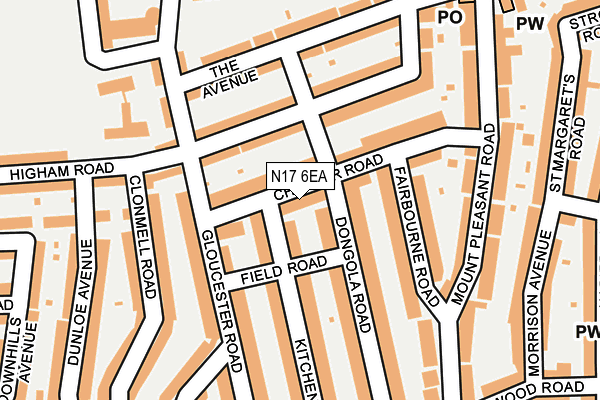 N17 6EA map - OS OpenMap – Local (Ordnance Survey)