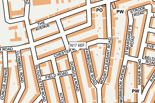 N17 6EF map - OS OpenMap – Local (Ordnance Survey)