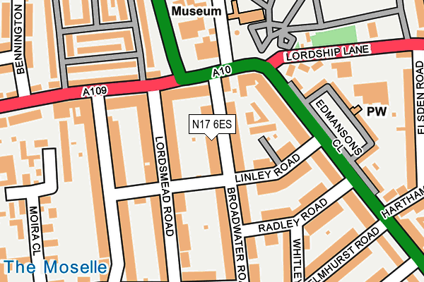 N17 6ES map - OS OpenMap – Local (Ordnance Survey)