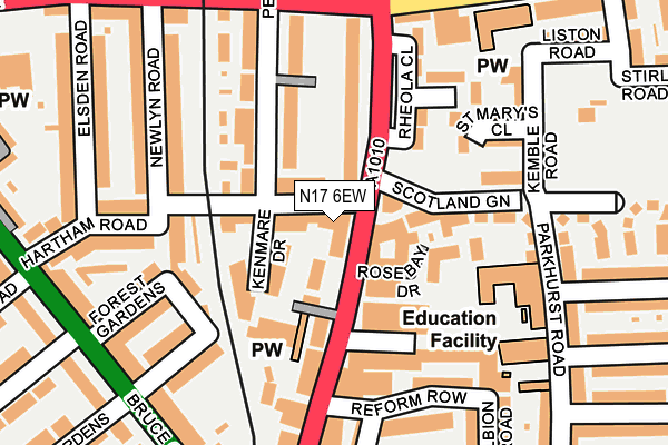 N17 6EW map - OS OpenMap – Local (Ordnance Survey)