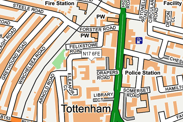 N17 6FE map - OS OpenMap – Local (Ordnance Survey)